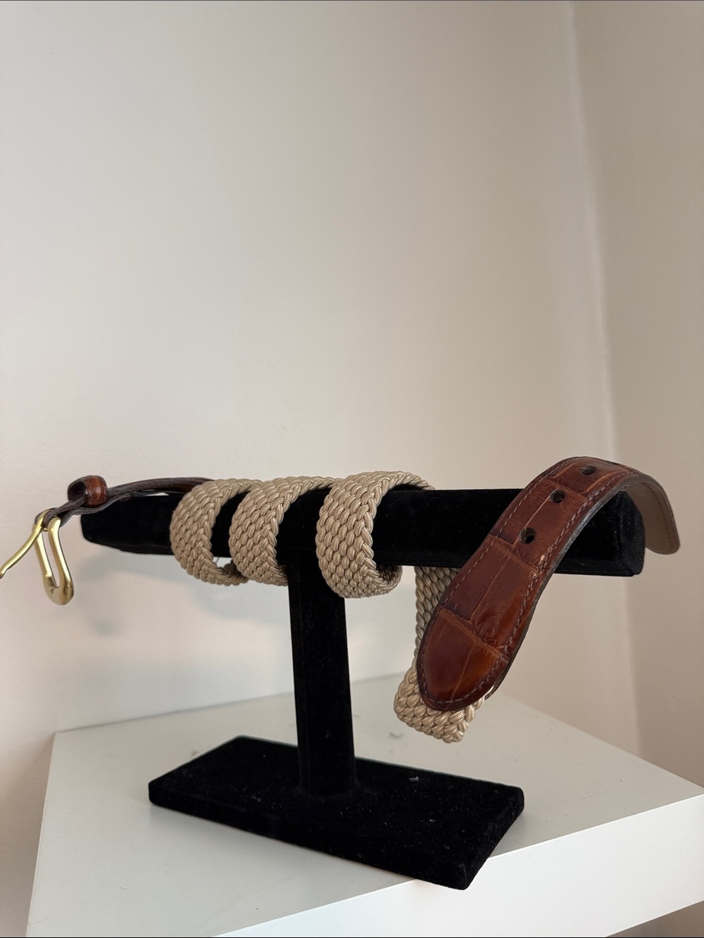 Brighton handcrafted USA Braided Paracord Solid Brass Buckle LEATHER BELT